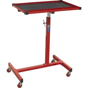 Versatile Height Adjustable Mobile Work Station with Rubber Lining and Four Durable Castor Wheels