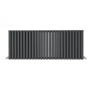 Anthracite Oval Tube 600x1534mm Horizontal Double Panel Heated Towel Radiator