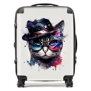 American Shorthair Cat Face Glasses Splashart Suitcase - Large