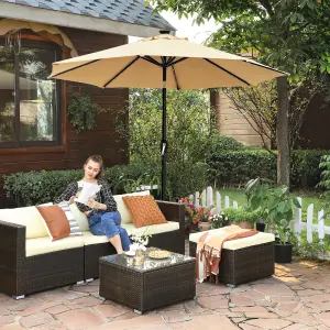 2.7 m Garden Parasol Umbrella with LED Lights Without Base UPF 50+ Outdoor