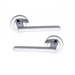 1 Pair Leon Design Door Handles Polished Chrome Finish - Golden Grace