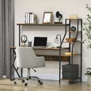 HOMCOM Computer Desk with Shelves Home Office Study Table for Small Spaces