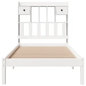 Berkfield Bookcase Bed without Mattress White 100x200 cm Solid Wood Pine