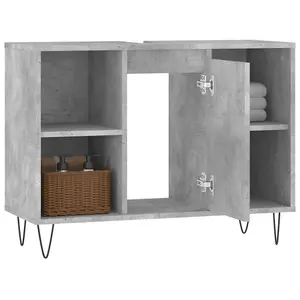 Berkfield Bathroom Cabinet Concrete Grey 80x33x60 cm Engineered Wood