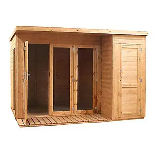 Mercia 10x8 ft with Bi-fold door & 1 window Pent Wooden Summer house (H)2162mm x (W)3024mm