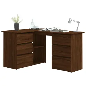 Berkfield Corner Desk Brown Oak 145x100x76 cm Engineered Wood