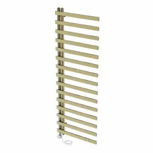 Right Radiators Prefilled Thermostatic Electric Heated Towel Rail Designer Rads Ladder Warmer - 1600x600mm Brushed Brass