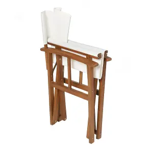 Charles Bentley FSC Wooden Pair of Folding Directors Chairs Cream Pop-Up Garden