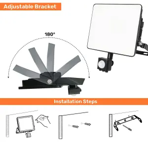 Integrated PIR LED floodlight with PIR Sensor 50W, 6000 Lumens, IP65, Day Light 6500K