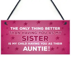 Novelty Gift For Auntie Sister Birthday Christmas Gifts Hanging Plaque Sister Gift Thank You