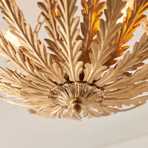 Damita Gold Leaf Decorative Floral 3 Light Ceiling Pendant