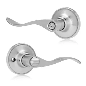 XFORT Cabriole Privacy Knob Set Satin Chrome for Internal Doors