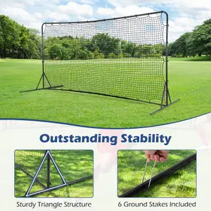 Costway Portable Football Rebounder Net Open Football Goal Net w/ Carry Bag