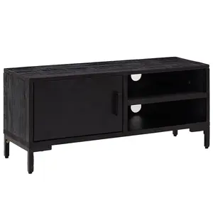 Berkfield TV Cabinet Black 90x30x40 cm Solid Pinewood