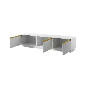 Contemporary White Royal TV Cabinet H42cm W182cm D39cm - Minimalist Storage Solution