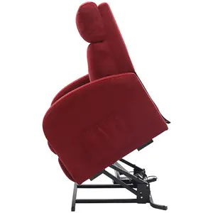 Single Motor Rise and Recline Lounge Chair - Red Coloured Micro Fibre Material