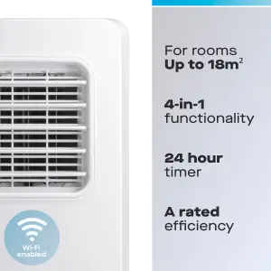 Daewoo 4-in-1 Four Seasons Smart Large Dehumidifier & Fan Heater AND Summer 9000 BTU Air Conditioner with Remote Control White