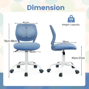 Costway Kids School Desk Chair Ergonomic Study Chair Rolling Swivel Task Chair w/ Adjustable Height Blue