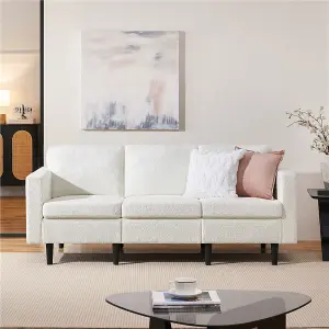 Yaheetech Ivory Boucle Contemporary 3-Seater Sofa Couch