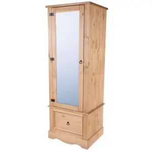 Core Products Premium Corona armoire with mirrored door and drawer, antique waxed pine