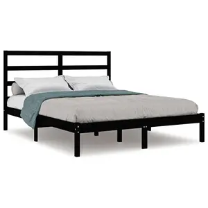 Berkfield Bed Frame Black Solid Wood Pine 140x200 cm