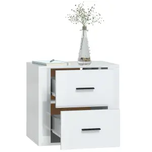 Berkfield Wall-mounted Bedside Cabinet High Gloss White 50x36x47 cm