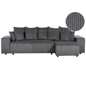 Corner Sofa LUSPA Dark Grey Corduroy Left Hand