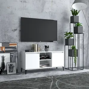 vidaXL TV Cabinet with Metal Legs White 103.5x35x50 cm