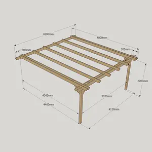 Wall Mounted Double Garden Pergola - Wood - L480 x W480 x H270 cm - Light Green