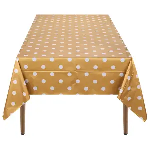 Neel Blue 54"x108" Plastic Tablecloth with Polka Dot Disposable Table Cover - Gold