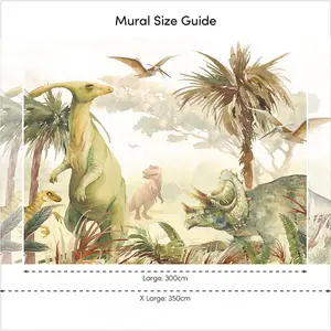 Jurassic Mural In Watercolour Greens (350cm x 240cm)