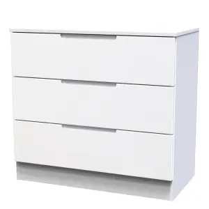 Milan Ready assembled White 3 Drawer Chest (H)685mm (W)740mm (D)390mm