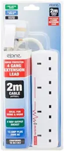 New 4 Way Extension Lead 2 Metre Gang Cable 13a Amp Electrical Mains Adapter