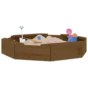 Berkfield Sandbox with Seats Honey Brown Octagon Solid Wood Pine