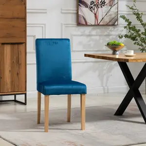 Maiolo Velvet Dining Chairs - Set of 2 - Blue