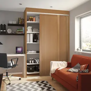 Spacepro Classic Shaker Natural Oak effect Oak effect frame Sliding wardrobe door, (H) 2220mm x (W) 762mm