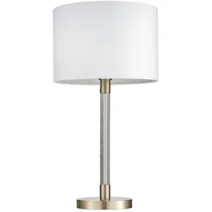 Touch Dimmable Table Lamp Satin Chrome & Shade LED Stem Bedside Feature Light