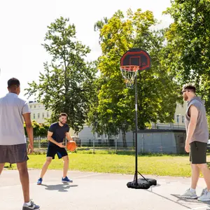 HOMCOM Outdoor Adjustable Basketball Hoop Stand w/ Wheels and Stable Base Black