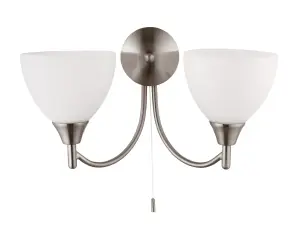 Anson Lighting Royal 2lt Wall light finished in Satin chrome plate and matt opal glass