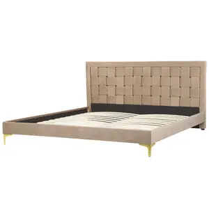 Velvet EU Super King Size Bed Taupe LIMOUX