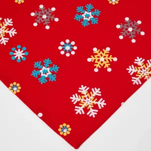 Homescapes Cotton Christmas Red Snowflake Table Runner