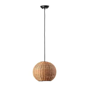 Luminosa Haka Black, Rattan Globe Pendant Lamp 30cm 2700K