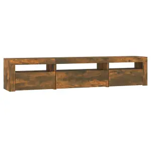 Berkfield TV Cabinet with LED Lights Smoked Oak 195x35x40 cm