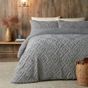 Romo Grey Fleece & Sherpa Duvet Cover Set