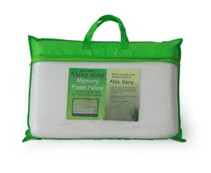 Aloe Vera Pillow Memory Foam Filled with Removable Zipped Cover Anti Allergenic Bounce Back Pillows