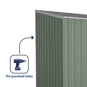 Absco 3m x 1.52m Space Saver Metal Shed Green / No