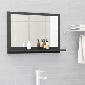 Dorlene Framed Wall Mounted Bathroom Mirror Grey / 60 cm