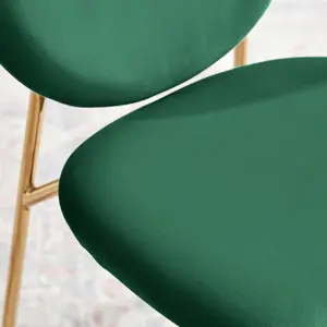 Furniturebox UK Dining Chair - 2x Ivy Green Velvet Upholstered Dining Chair Gold  Legs - Modern Meets Vintage - Round Seat Back