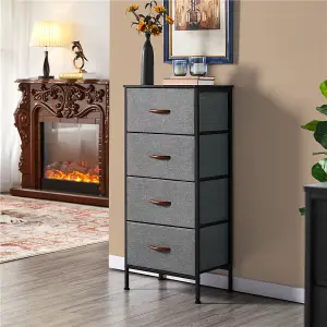 Yaheetech Fabric Chest of Drawers with 4 Drawers Dark Grey