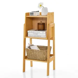 Costway 3 Tier Bamboo Bookshelf Free Standing Tall Bookcase Storage Organizer Rack Shelf